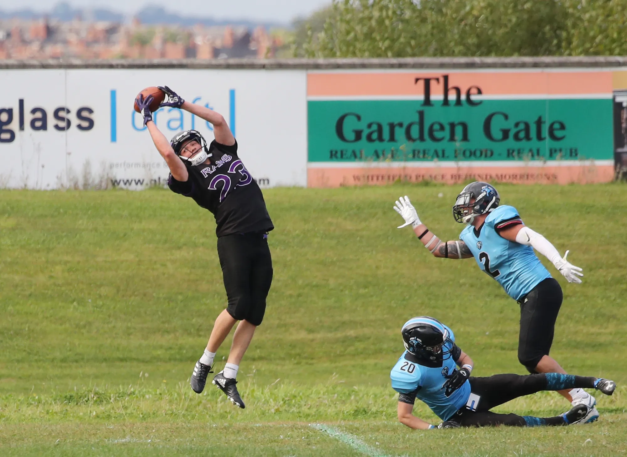 Tyler Broad athletically catches the ball